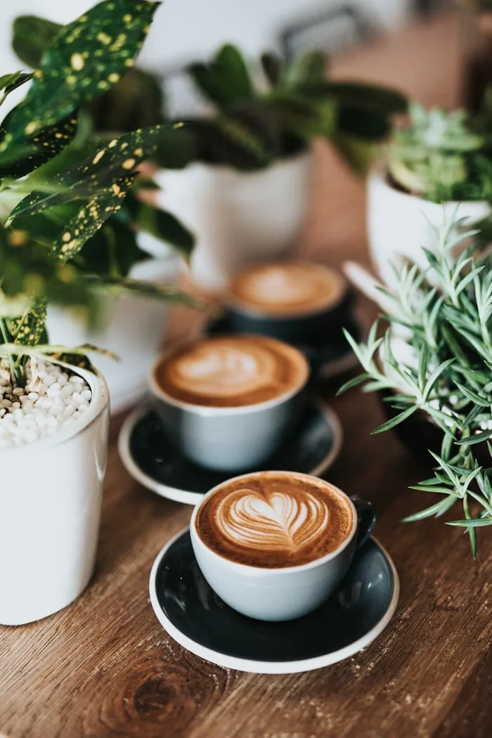 Cappuccino on a wooden table